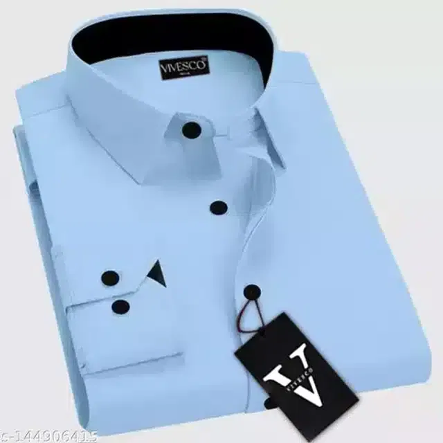 Full Sleeves Shirt for Men (Sky Blue, XL)