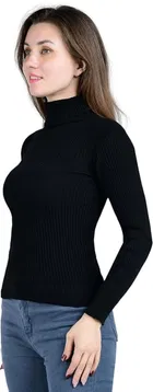 Cotton High Neck Solid Top for Women 