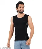 Combed Cotton Gym Vest for Men (Black, XS)