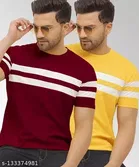 Cotton Blend T-shirt for Men, Multicolour, Pack of 2 