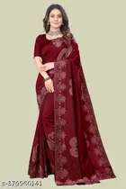 Georgette Saree for Women, Maroon 
