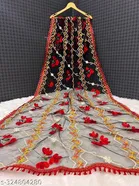 Floral Embroidered Net Dupatta for Women 