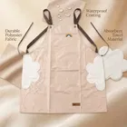 Waterproof Kitchen Apron with Side Towel Panels Biege