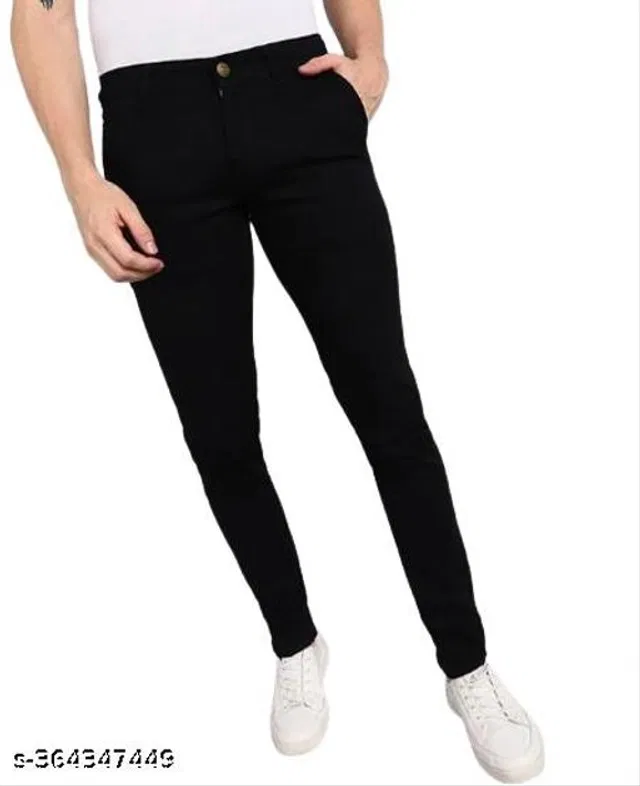 Denim Slim Fit Jeans for Men (Black, 30)
