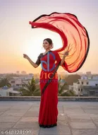 Georgette Saree for Women, Red 