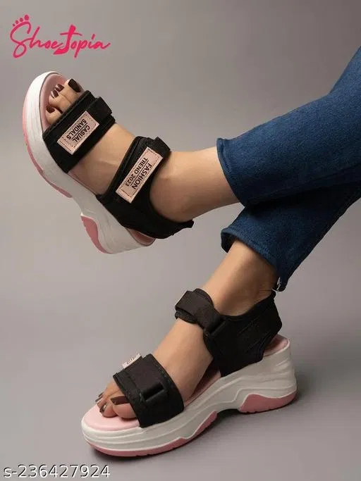 Shoetopia Pink Mesh Comfort Open Toe Sandals (IND-6)