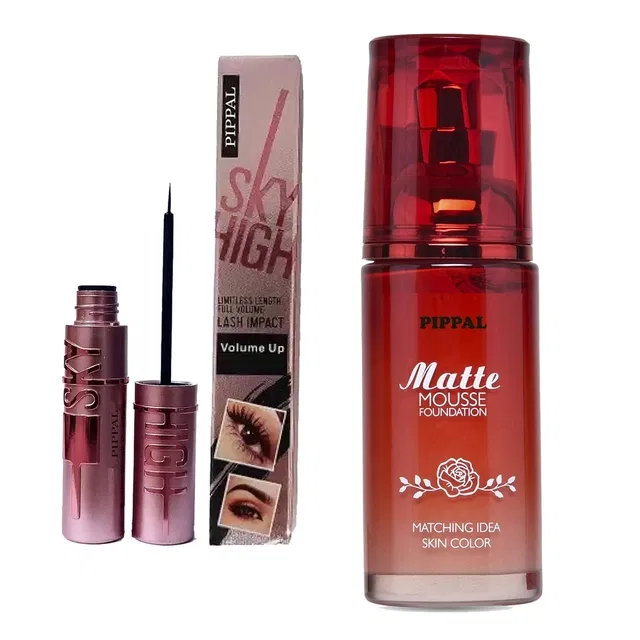 Pippal Matte Mouse Foundation (60 ml) with Sky High Eyeliner (6 ml) (Set of 2)