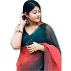 सिद्धिदाता विमेंस फुल क्रस्ड डिजिटल प्रिंटेड प्योर जॉर्जेट साड़ी विद क्रस्ड ब्लाउज पीस 