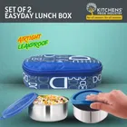 Easy Black Lunch Box With 2 Steel Containers And 1 Bag 
