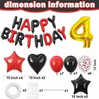 4th Happy Birthday Balloon Decoration Kit ,Red & Black ,Set Of 1