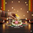 Metal Decoretive Pooja Thali, Multicolour Pack of 1