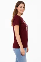 Cotton Blend Printed T-shirt for Men, Maroon 