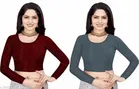 Lycra Ready Made Blouse for Women, Maroon, Pack of 2 