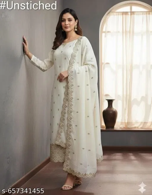 Printed Floral Palazzo Suits for Women (Multicolor, 6.25 meter (L)