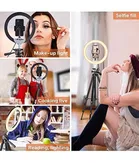 TecSox 10 Inch 3 color Mode Led Ring Light with 7 Feet Tripod Stand for Mobile Phones & Camera, Suitable for Vloggers Photo & Video Shoot, Makeup and More, Pack of 1