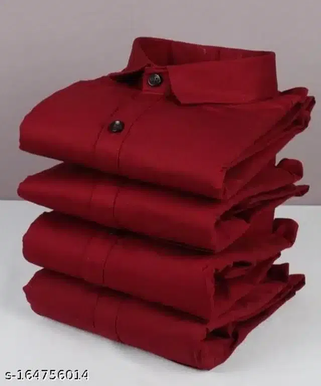 Cotton Blend Shirt for Men (Maroon, XL)