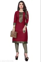 Stylish Cotton Blend Lace Printed Kurti For women 