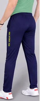 Poly Blend Solid Trackpants for Men, Navy Blue 