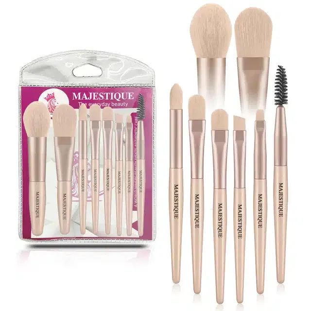 Majestique Medium Size Eyes & Lips Full beautifier Makeup Brushes Set Brushes (Pack of 8, Multicolor) (BB-38)