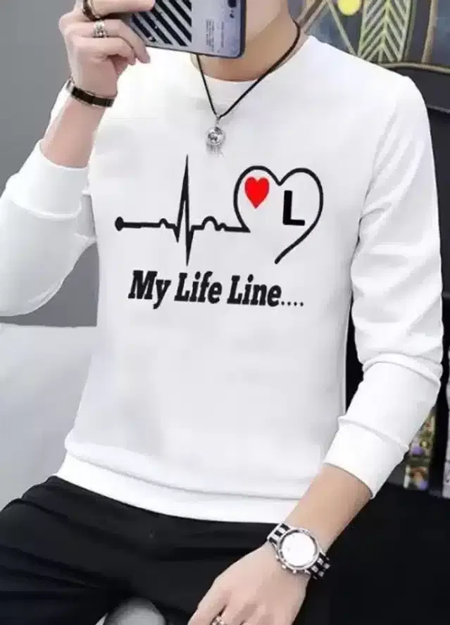 Long Sleeves T-Shirt for Men (White, L)