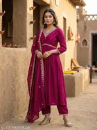 Embroidered Acrylic Kurta Set for Women 