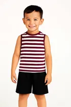 Cotton Stripes Clothing Set for Boys, Maroon 