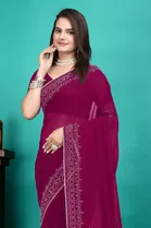 Embellished Bollywood Georgette Saree  (Pink)