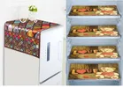 Knit Printed Fridge 4 Pcs Mat with Top Cover 