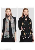 Chiffon Scarves for Women, Multicolor, Pack of 2