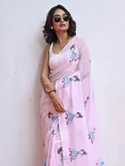 Bollywood Pink Chanderi Digital Print Saree for Women