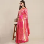 Litchi Silk Zari Woven Saree for Women, Pink 