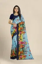 SVB जॉर्जेट साड़ी विद ब्लाउज फॉर विमेंस 