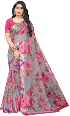 Yashika Designer Women's Saree Cotton Linen Blend With Unstitched Blouse Piece 