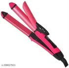 2 in 1 Hair Straightener & Curler (Black & Pink, 100 W)
