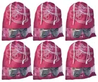 Non-Woven Printed Shoe Pouch (Maroon, Pack of 6)