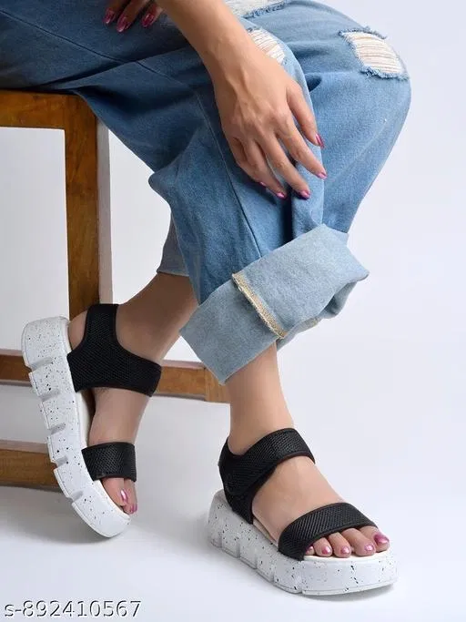 Shoetopia Platform Sandals Black Size IND-7
