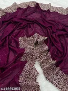 Georgette Saree for Women, Wine 