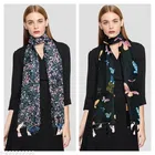Printed Chiffon Scarves with Tassels for Women, Multicolor, Pack of 2