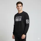 Fleece Printed Sweatshirt for Men, Black 