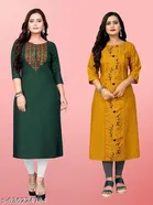 Geometric Printed A-line Kurti for Women, Pack of 2 