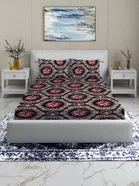 Arch Fab Black Floral Flat Double Bedsheet 88X90 Inch