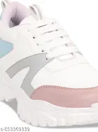 Solid Synthetic Sneakers for Girls 