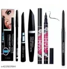 Combo of Kajal with 2 Pcs 36H Eyeliner & 3 in 1 Kajal-Eyeliner-Mascara (Black, Set of 6)