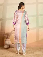 Cotton Blend Printed Kurti With Pant & Dupatta for Women, Multicolor 