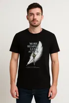 Round Neck Feather Printed T-Shirt for Men 