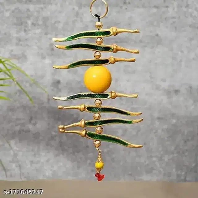 Metal Nimbu Mirchi Wall Hanging (Multicolor)
