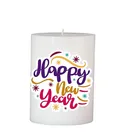 Floish Decor Premium Printed Happy New Year Pillar Candle