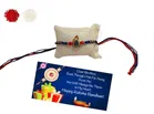 Metal Rakhi with Greeting Card & Roli Chawal 