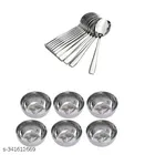 Stainless Steel 6 Pcs Bowls with 12 Pcs Spoon 