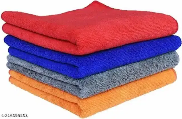 Microfiber Bath Towel (Multicolor, 40x40 cm) (Pack of 4)